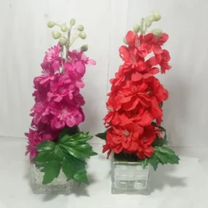 BUNGA + POT KACA SEGI (ORCHID) T 38CM