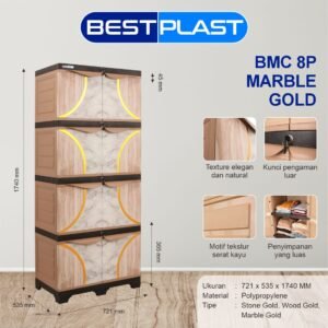 LEMARI BMC MARBLE GOLD 8P